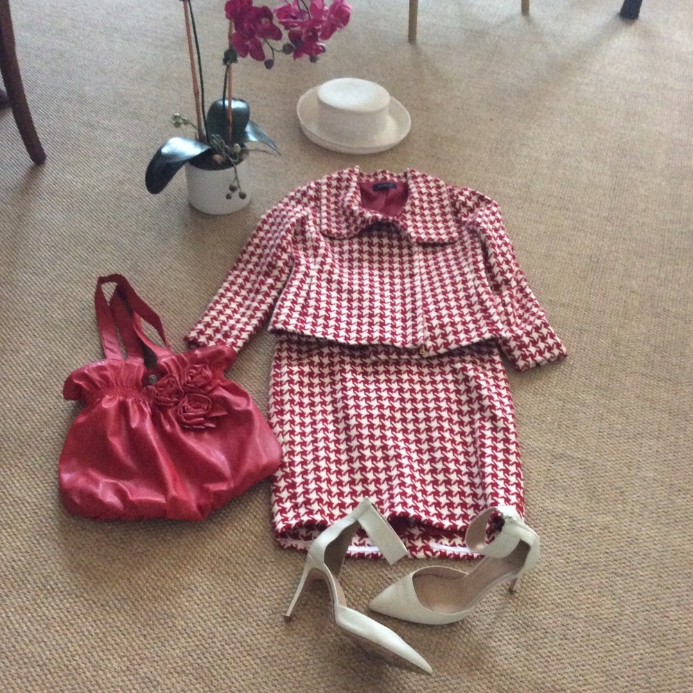 Talbots Red & White Gingham Suit Sz 10